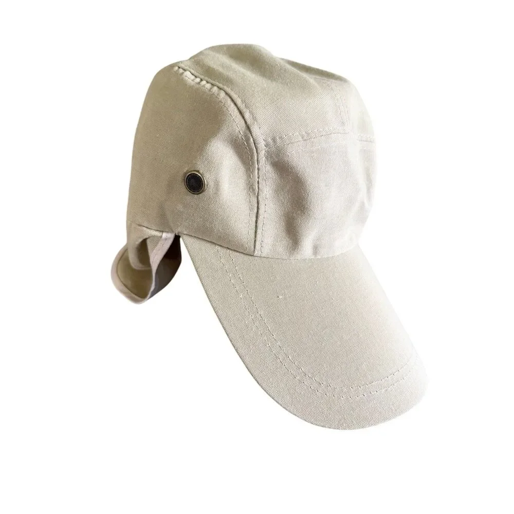 Unisex‎ Canvas Sun Hat with Neck Flap One Size Outdoor Hiking Beach Cap